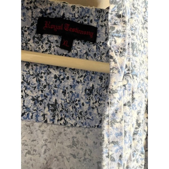 Men’s Blue White Short Sleeve Button Down Royal Testimony XL - Picture 2 of 3